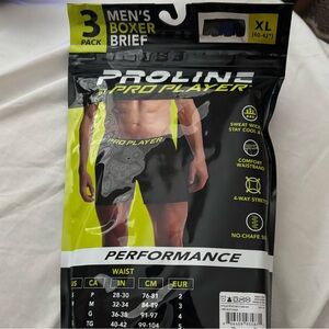 ProLine Men's 3 pack Performance Boxer by ProPlayer Briefs XL New Sealed